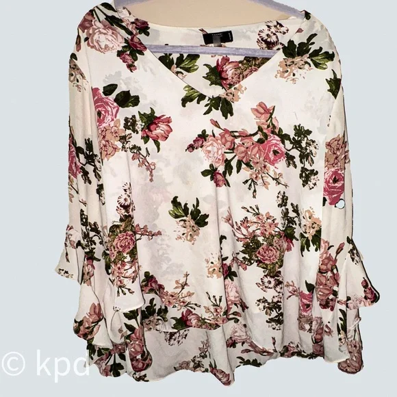 Alfani Flutter Sleeved layered top Sz. 2X - Picture 2 of 7